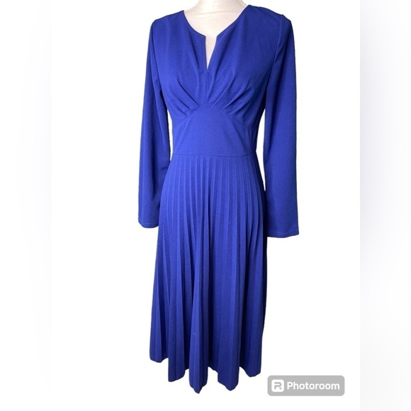 SHEIN Sweetheart Neck Pleated Hem Cobalt Blue Dress Women’s Large 8/10 - Picture 2 of 15